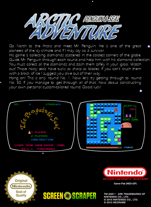 Arctic Adventure - Penguin And Seal (Homebrew) — Box back